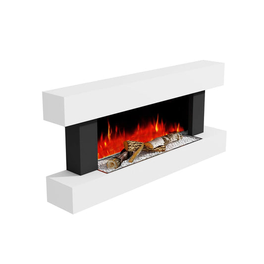 White Wall Mounted Electric Fireplace Suite with LED Lights – Amberglo