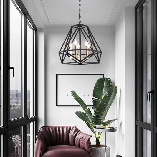 Worton 5 - Light Unique Geometric Chandelier with Wrought Iron Accents Willa Arlo Interiors | Chandeliers
