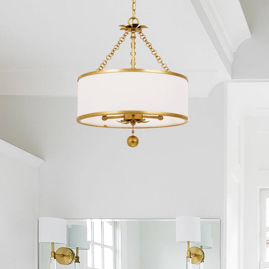 513-GA Broche 3 Light Antique Gold Chandelier | Chandeliers