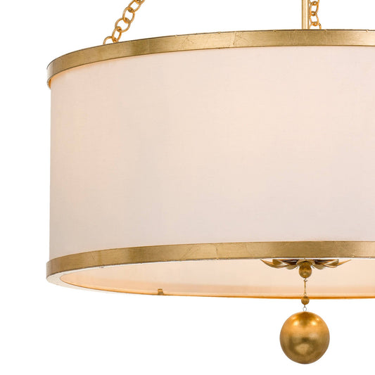 518-GA Broche 6 Light Antique Gold Chandelier | Chandeliers