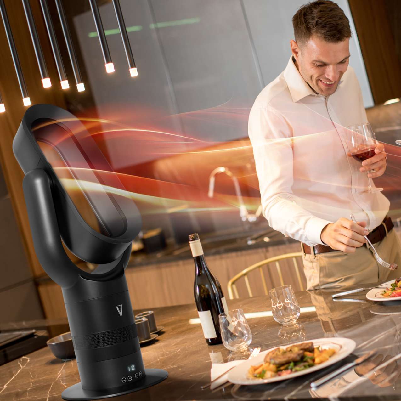 (Black Graphite) Vortex Air Bladeless Fan Heater & Cooler