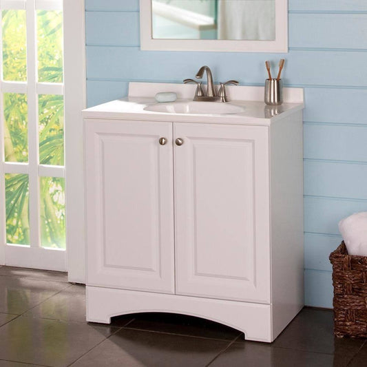 30-1/2 in. W Vanity in White with Cultured Marble Vanity Top in White | Bathroom Vanities