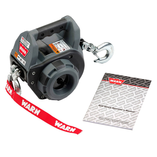 101570 Handheld Portable Drill Winch with 40 Foot Steel Wire Rope: 750 lb Pulling Capacity , Gray | Winches